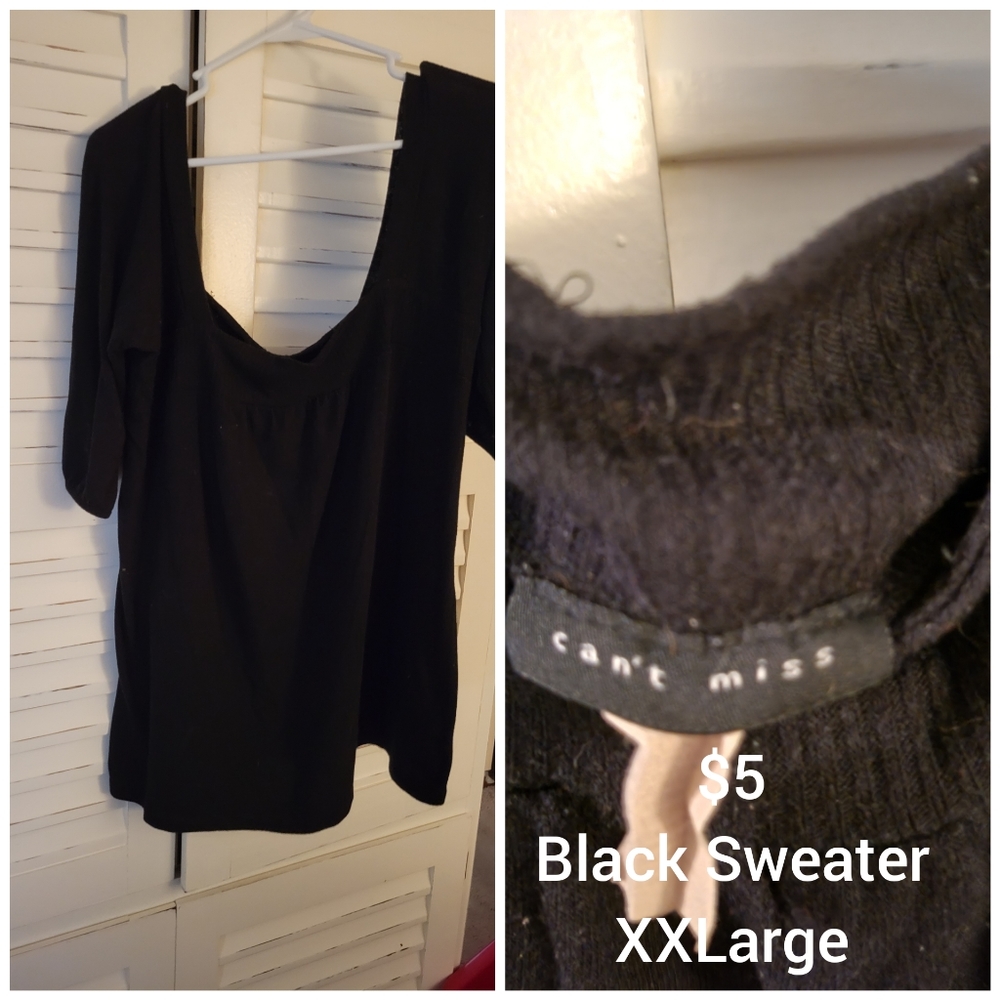 Black Square Neck Sweater